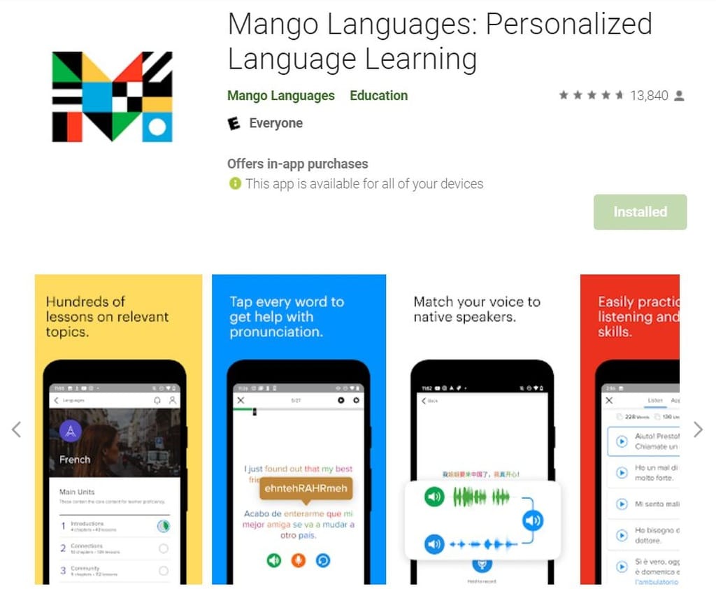 App học tiếng anh Mango Languages