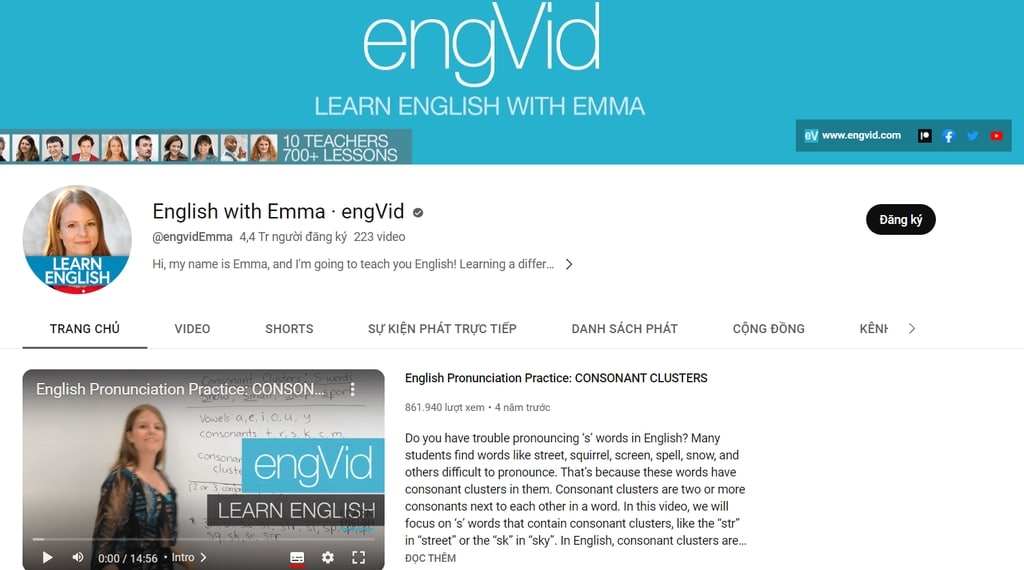 Học tiếng anh giao tiếp qua kênh Learn English with Emma