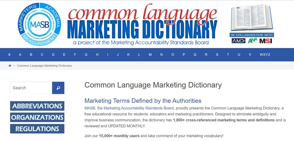 Ứng dụng Common Language Marketing Dictionary