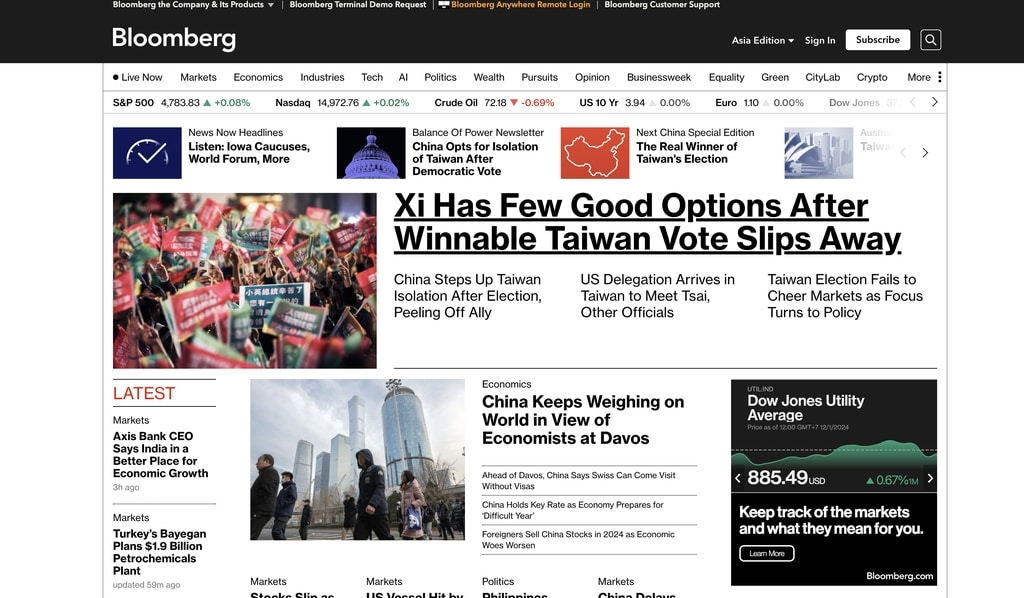 Website học tiếng anh Bloomberg