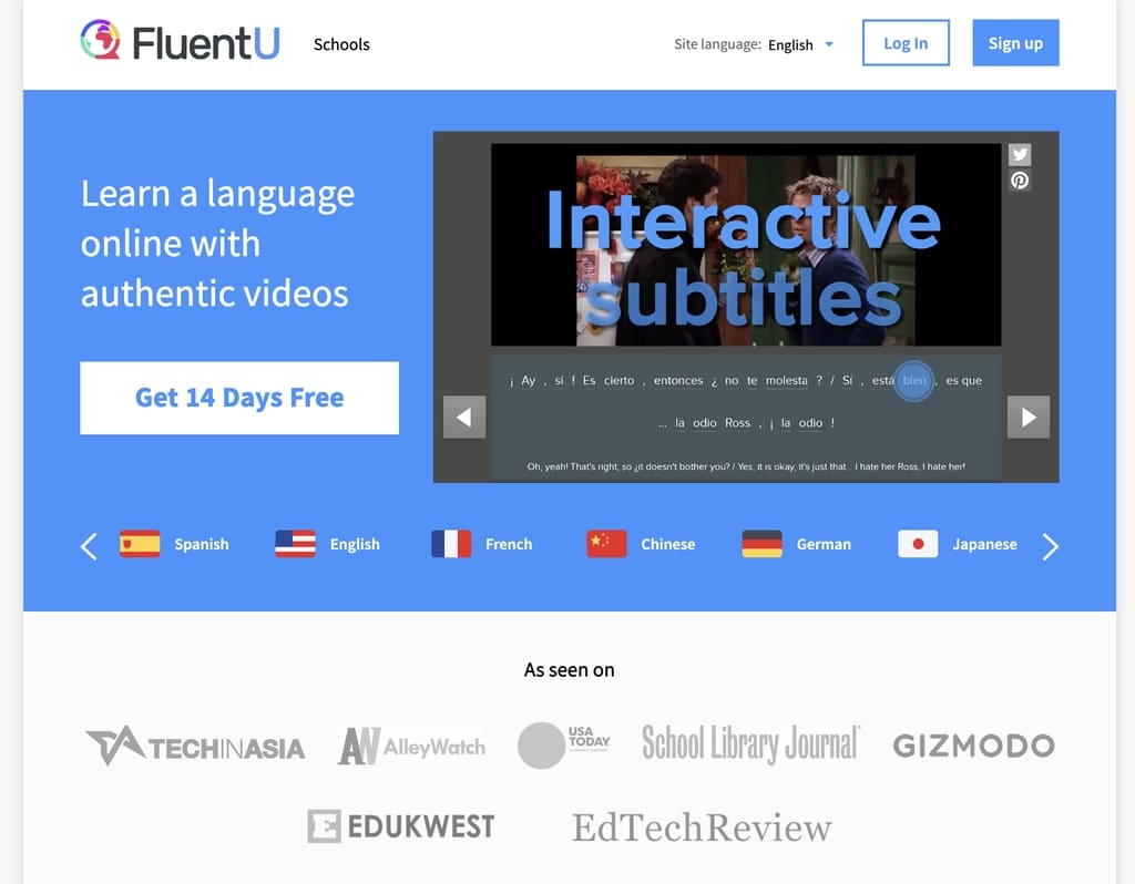 Website học tiếng anh FluentU