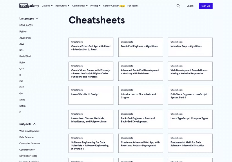 Codecademy Cheat Sheets