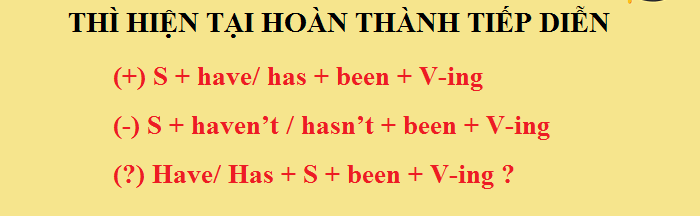 Công thức hiện tại hoàn thành tiếp diễn